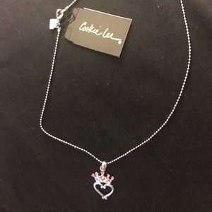 🔥🔥Cookie Lee Girls Pink Crown Necklace NWT